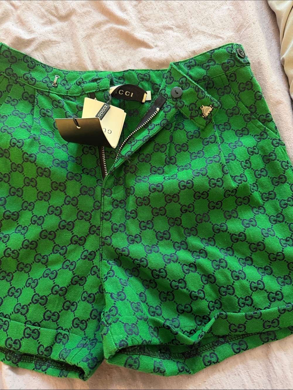 Gucci Green GG Monogram Men's Shorts - Picture 3 of 6